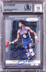 76ers Julius Erving Signed 2013 Panini Prizm #221 Card Auto Gem 10! BAS Slabbed