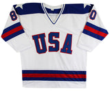1980 USA Hockey 15 Autos Craig, Eruzione, Broten Signed White Jersey Steiner