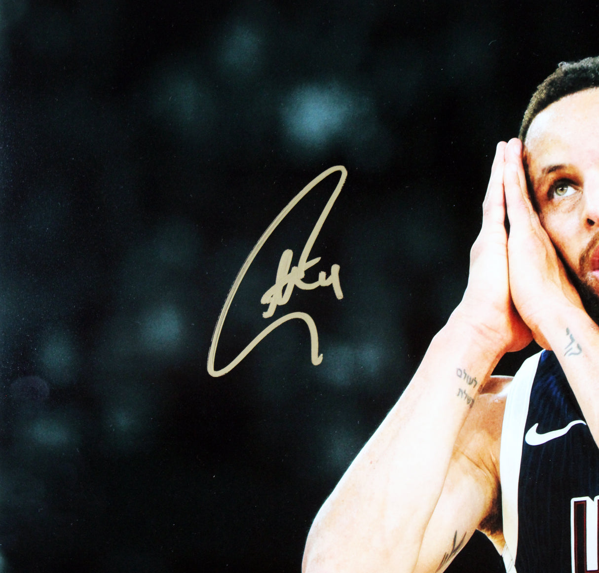 USA Stephen Curry Signed 16x20 Night Night Spotlight Closeup Photo BAS Witness