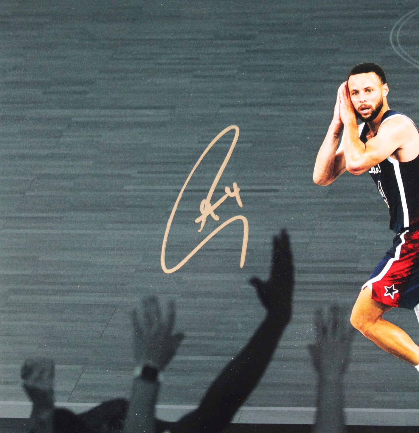USA Stephen Curry Signed 16x20 Night Night Horizontal Spotlight Photo BAS Wit