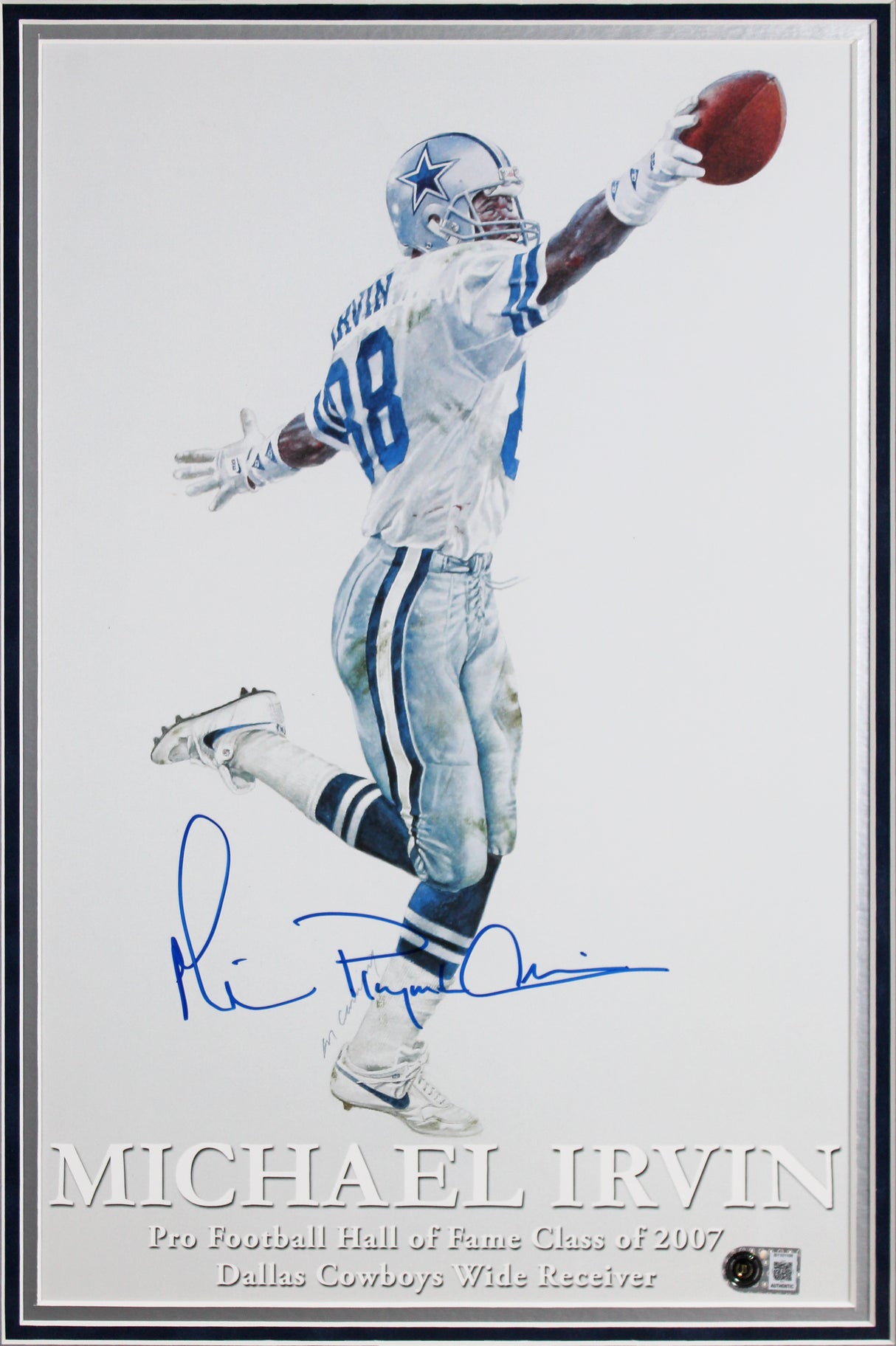 Cowboys Michael Irvin Authentic Signed & Framed 11x17 Lithograph BAS #BY101108
