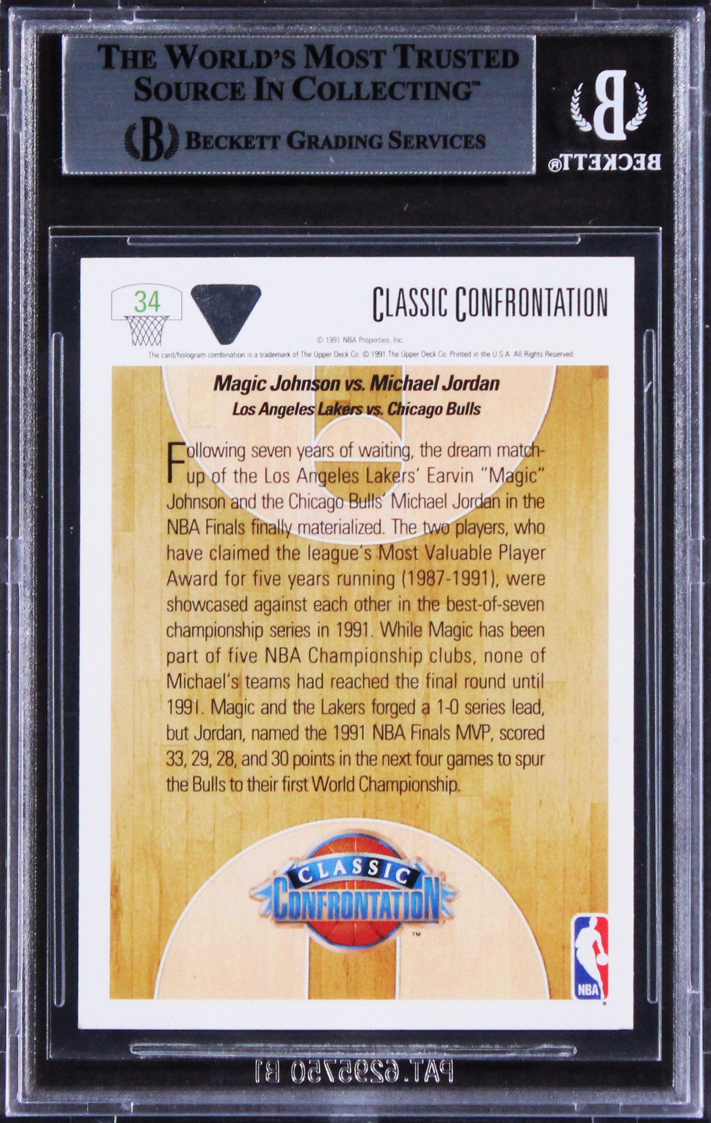 Lakers Magic Johnson Authentic Signed 1991 Upper Deck #34 CC Card BAS Slabbed