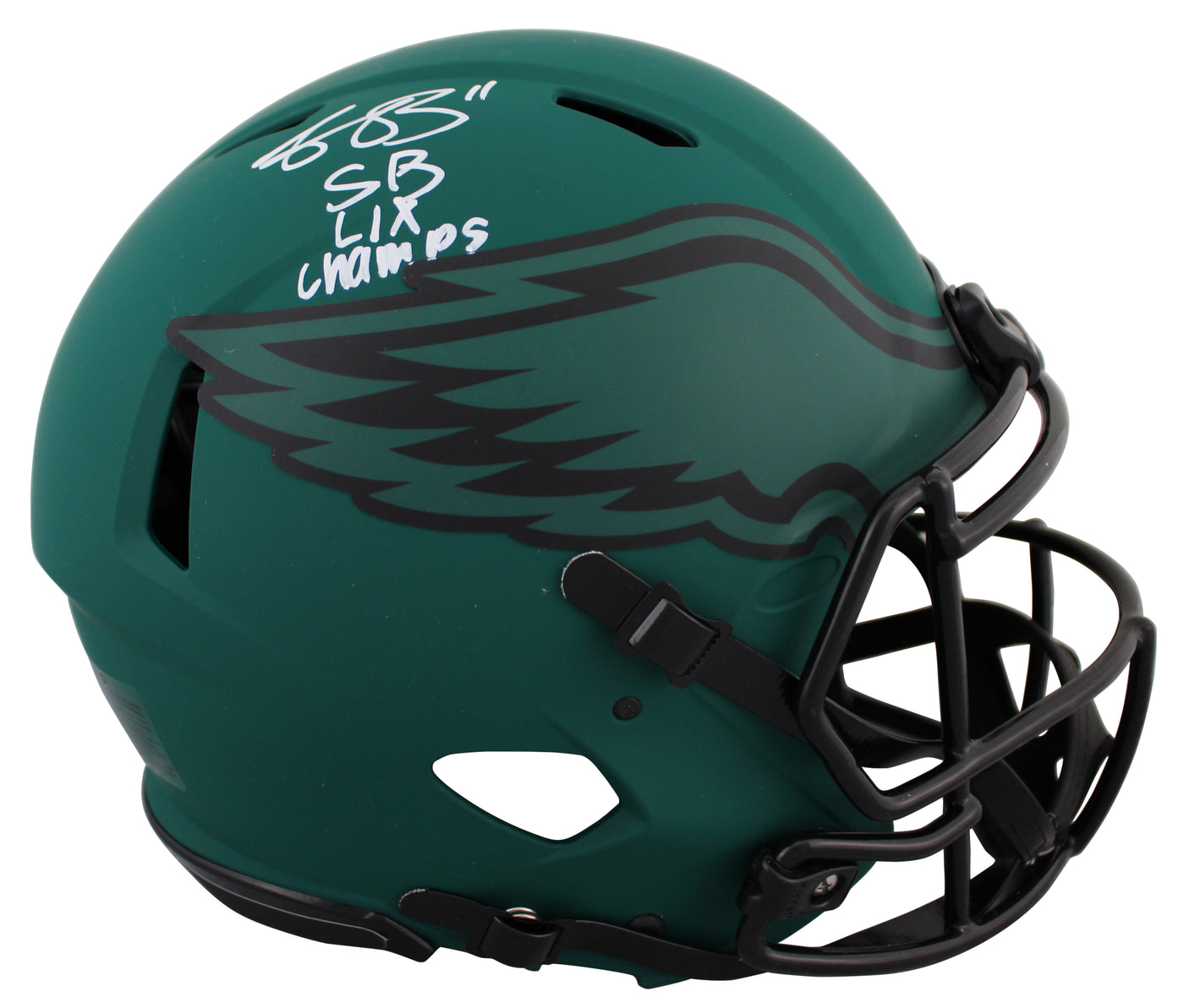 Eagles A.J. Brown "SB LIX Champs" Signed Rave F/S Speed Proline Helmet BAS W