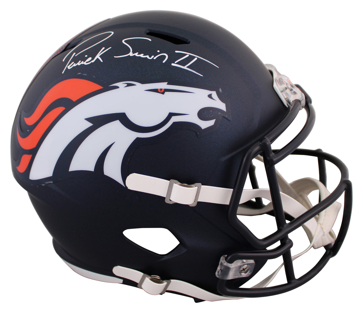 Broncos Patrick Surtain II Signed Full Size Speed Rep Helmet W/ Case BAS Witness