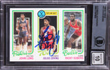 76ers Julius Erving Signed 1980 Topps #23 Card Auto Gem Mint 10! BAS Slabbed
