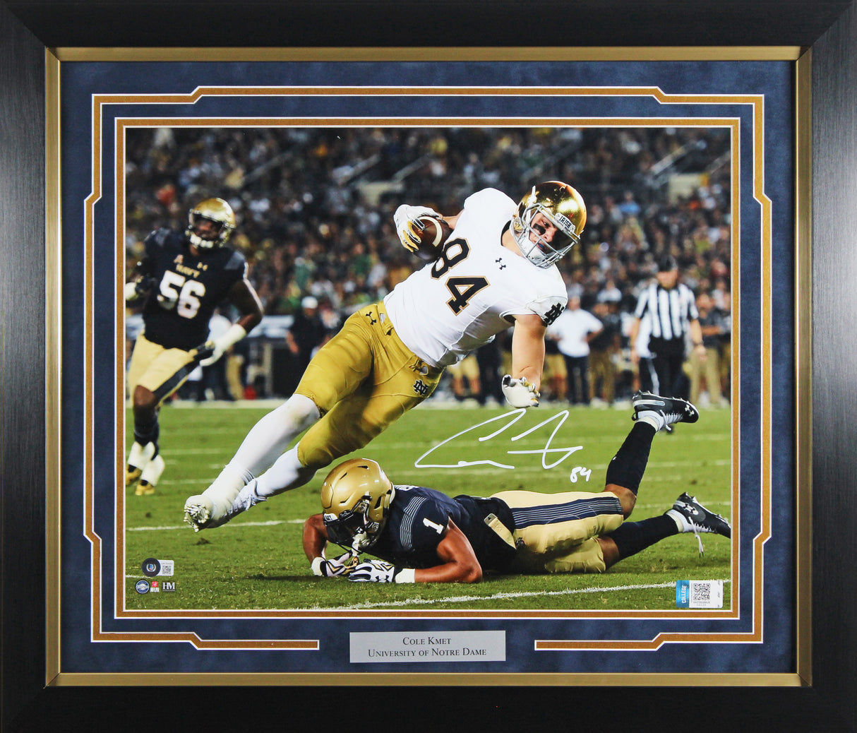 Notre Dame Cole Kmet Authentic Signed 16x20 Framed Photo BAS Witnessed #WK56449