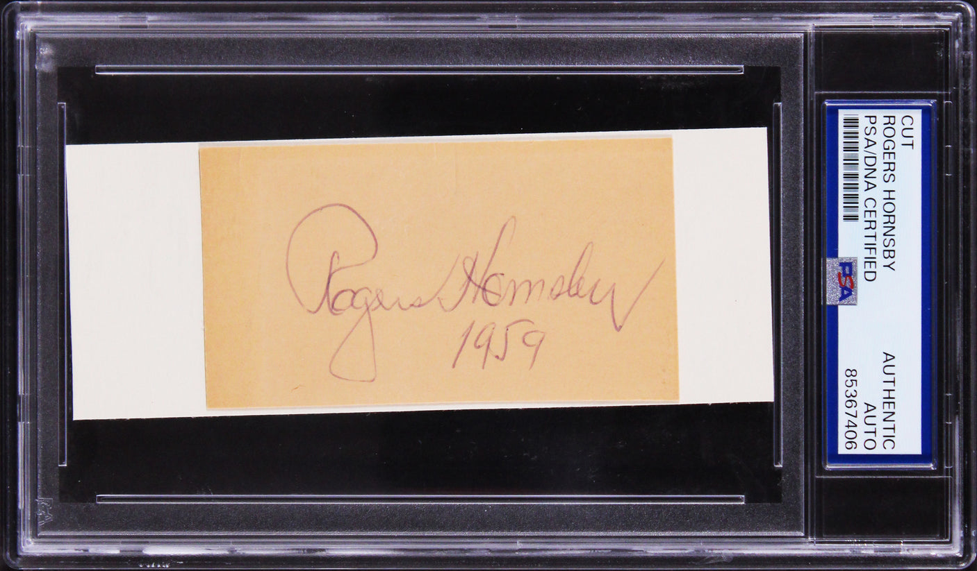 Cardinals Rogers Hornsby Authentic Signed 2x3.5 Cut Signature PSA/DNA Slabbed