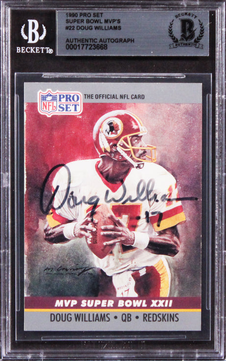 Redskins Doug Williams Signed 1990 Pro Set Super Bowl MVP'S #22 Card BAS Slabbed