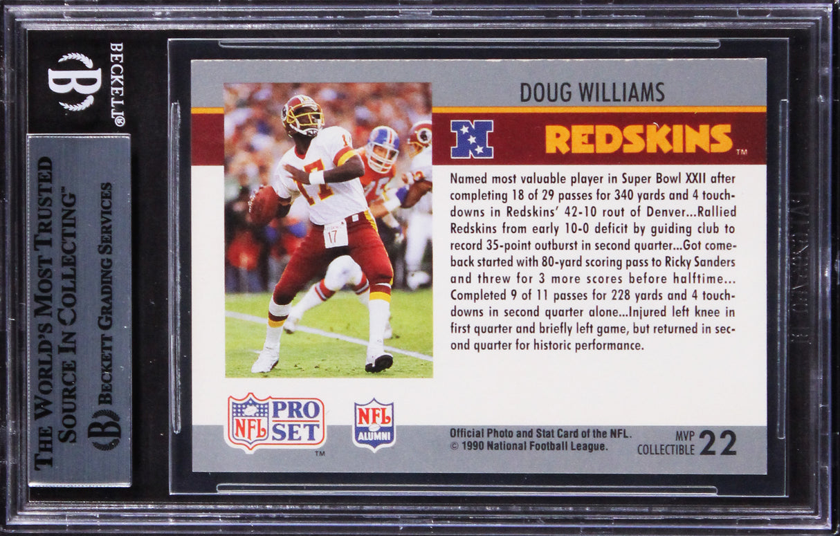 Redskins Doug Williams Signed 1990 Pro Set Super Bowl MVP'S #22 Card BAS Slabbed