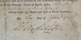 George Washington Signed 8x11.25 1783 Revolutionary War Discharge Document BAS