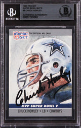 Cowboys Chuck Howley Signed 1990 Pro Set Super Bowl MVP'S #5 Card BAS Slabbed