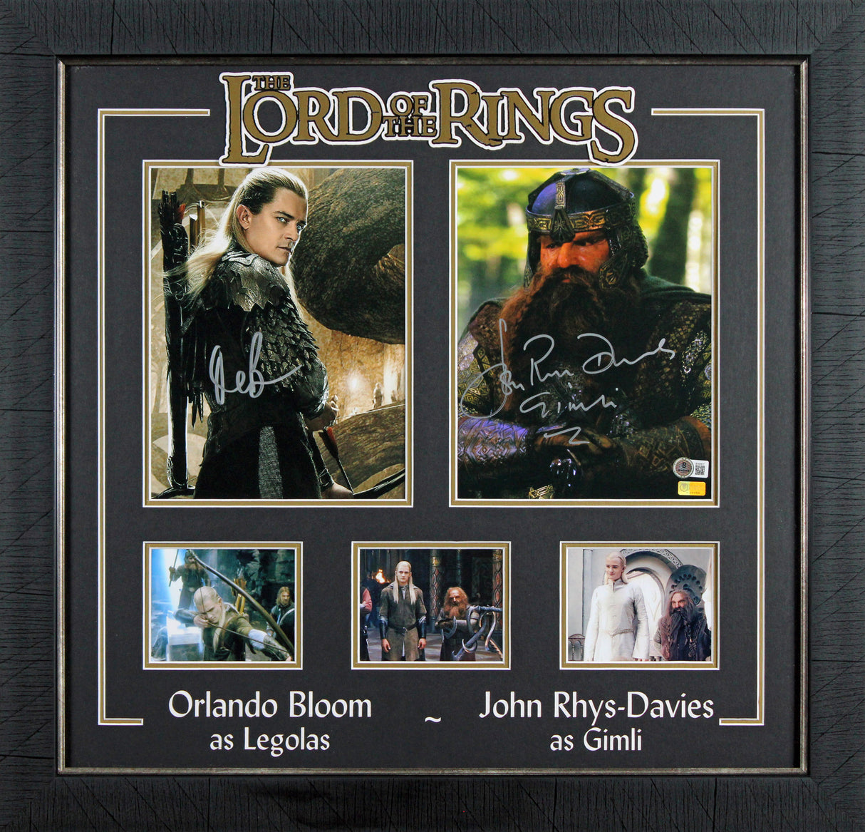 Orlando Bloom & John Rhys-Davies Lord of the Rings Signed 8x10 Framed Photo BAS