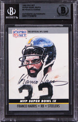 Steelers Franco Harris Signed 1990 Pro Set Super Bowl MVP'S #9 Card BAS Slabbed