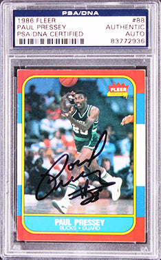 Bucks Paul Pressey Authentic Signed 1986 Fleer #88 Card PSA/DNA Slabbed