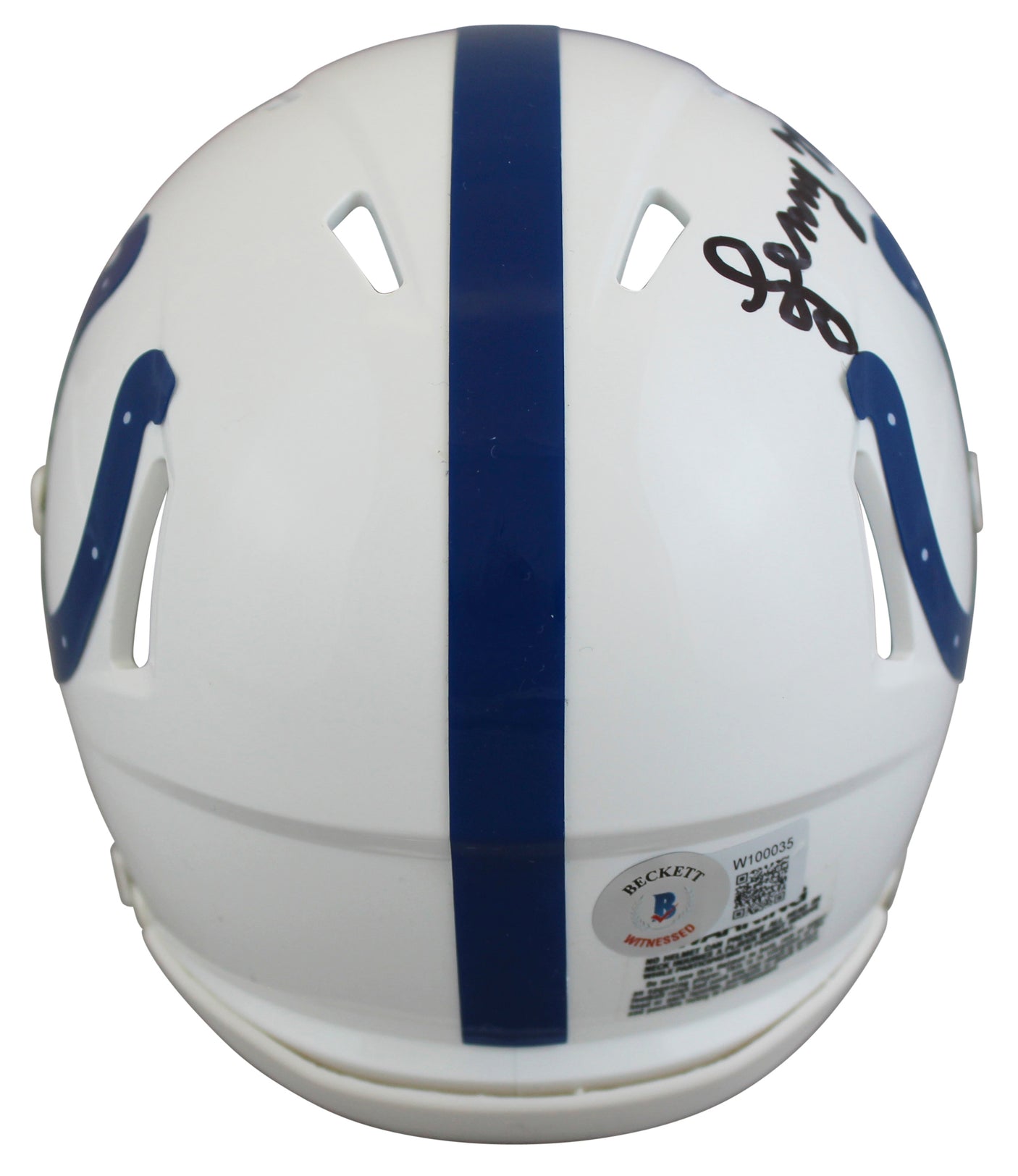 Colts Lenny Moore "HOF 75" Signed Speed Mini Helmet W/ Case BAS Witnessed