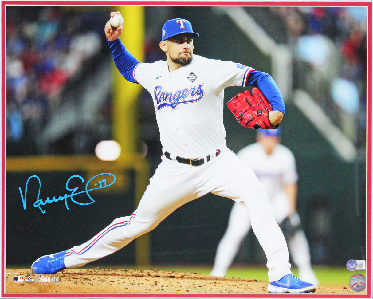 Rangers Nathan Eovaldi Authentic Signed 16x20 Framed Photo BAS #WZ15841