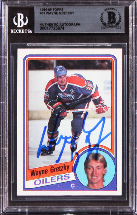 Oilers Wayne Gretzky Authentic Signed 1984 Topps #51 Card BAS Slabbed