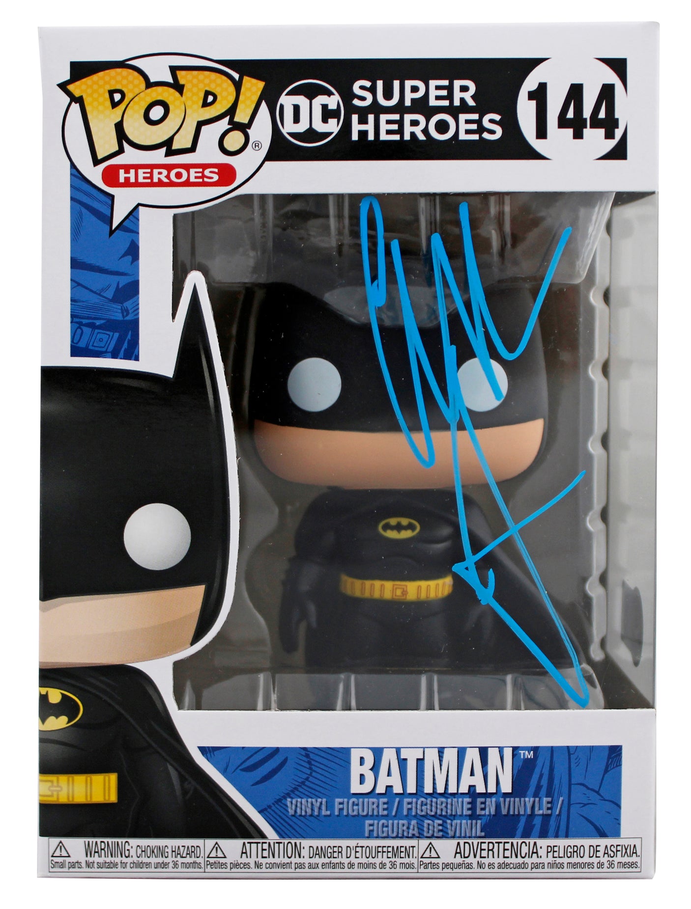 Christian Bale Batman Begins Signed DC #144 Batman Funko Pop Vinyl Figure BAS