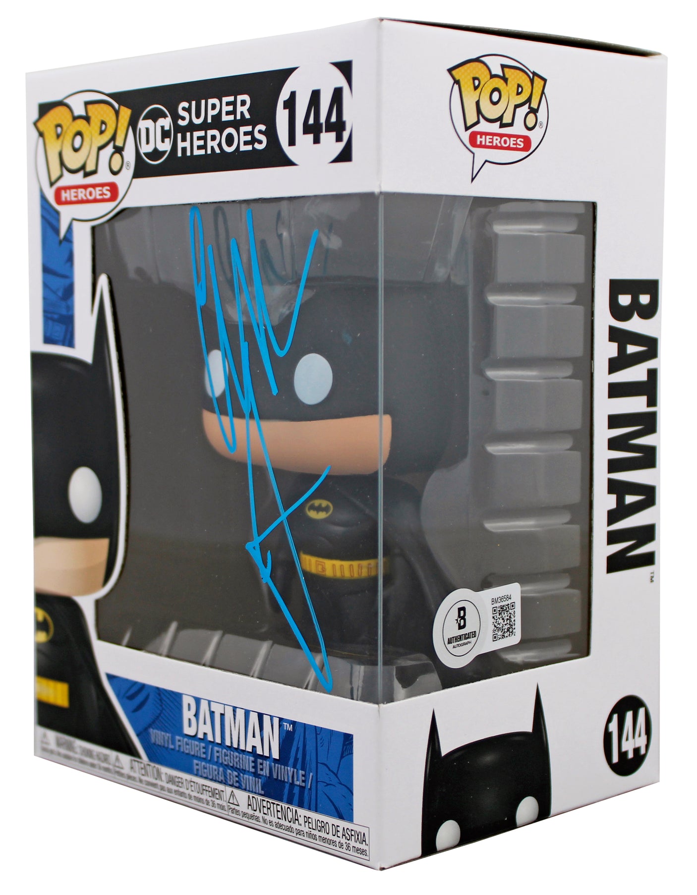 Christian Bale Batman Begins Signed DC #144 Batman Funko Pop Vinyl Figure BAS