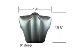 Sports Integrity Inflatable Torso Jersey Display for baseball and basketball jerseys, measures 19" wide, 19.5" tall, and 9" deep; shown against a white background.