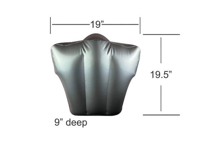 Sports Integrity Inflatable Torso Jersey Display for baseball and basketball jerseys, measures 19" wide, 19.5" tall, and 9" deep; shown against a white background.