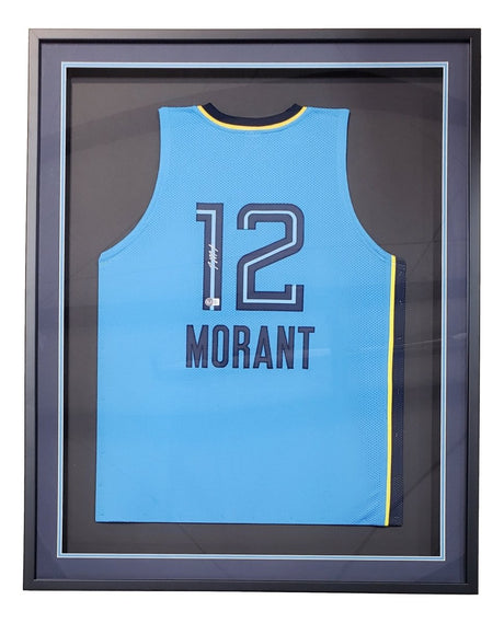 Ja Morant Memphis Signed Framed Light Blue Basketball Jersey BAS - Sports Integrity