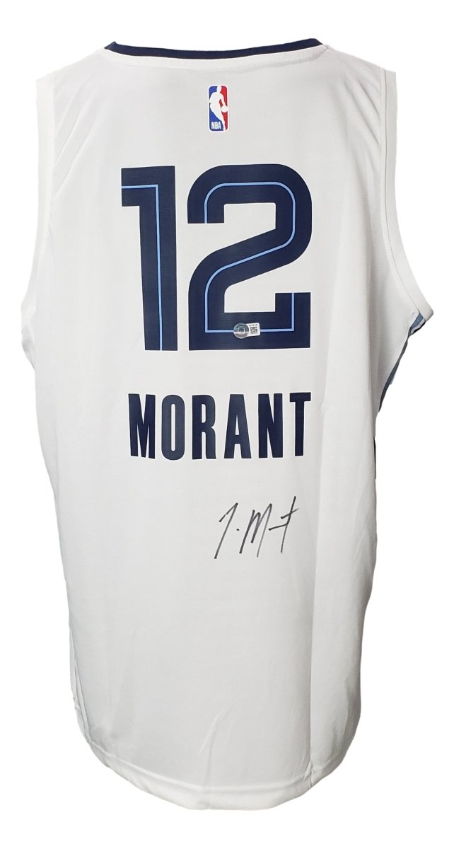 Ja Morant Signed Memphis Grizzlies White Fanatics Basketball XL Jersey BAS - Sports Integrity