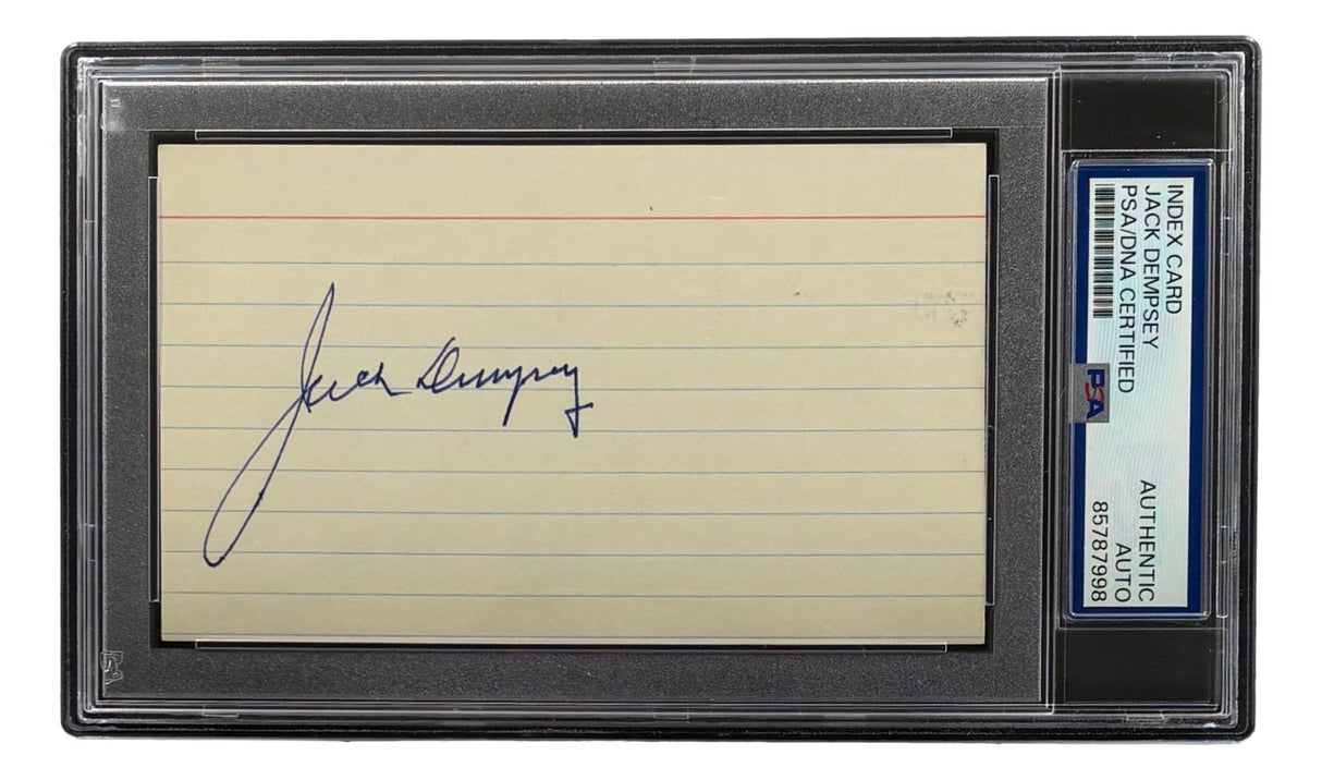 Jack Dempsey Boxing Signed In Blue Index Card 2 PSA/DNA