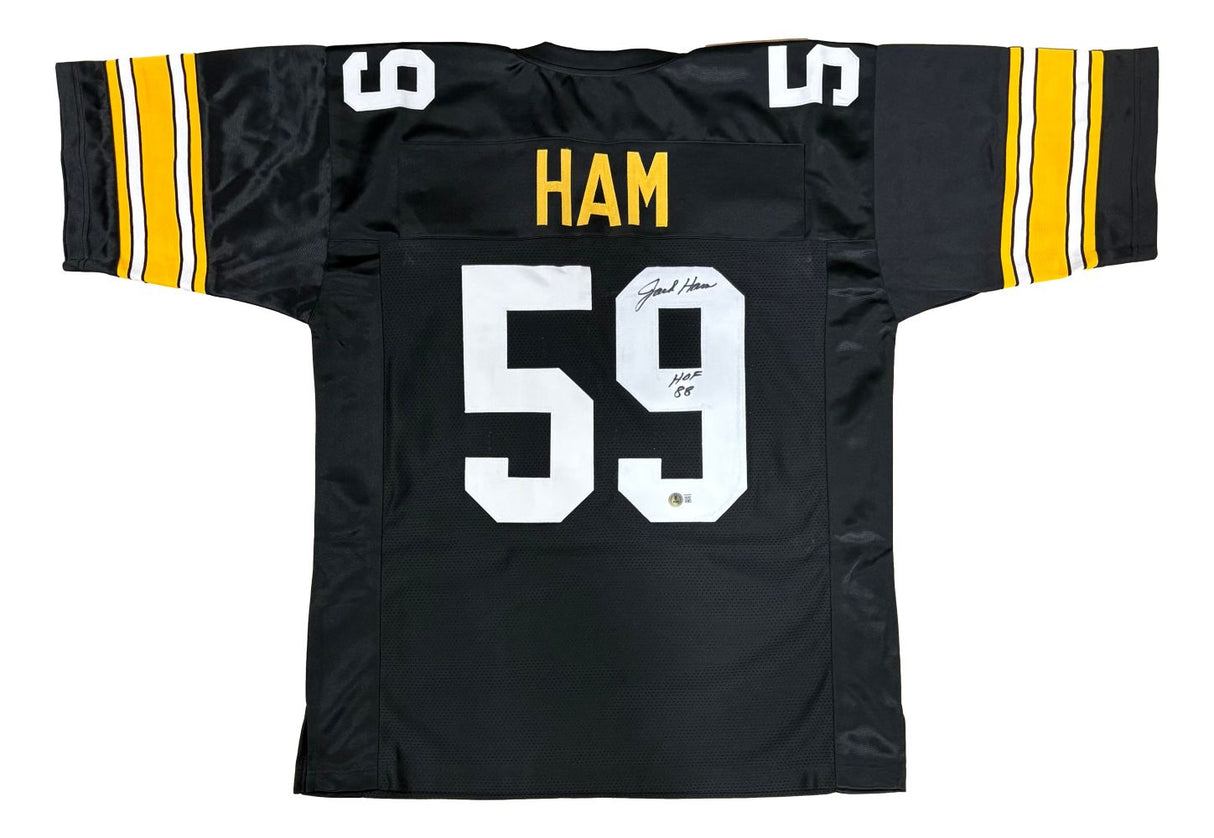 Jack Ham Pittsburgh Signed Black Football Jersey HOF 88 BAS
