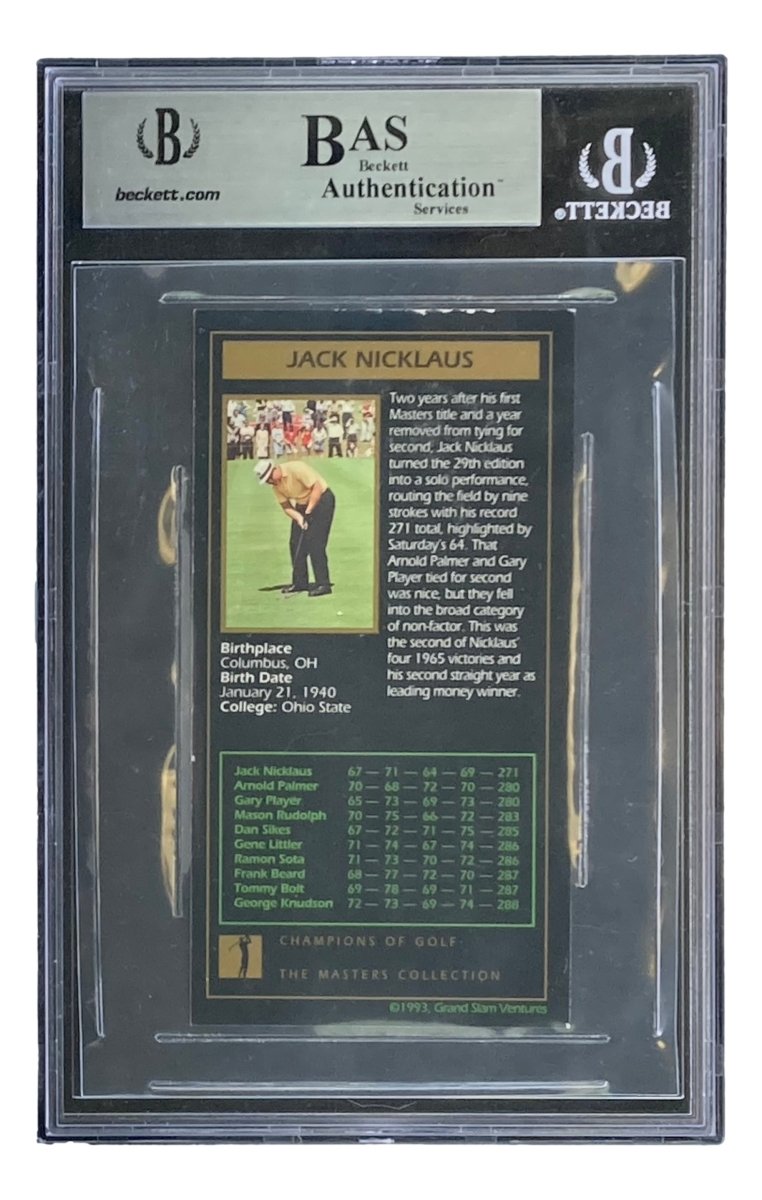 Jack Nicklaus Signed 1997 - 98 PGA Grand Slam Ventures #1965 Trading Card BAS - Sports Integrity