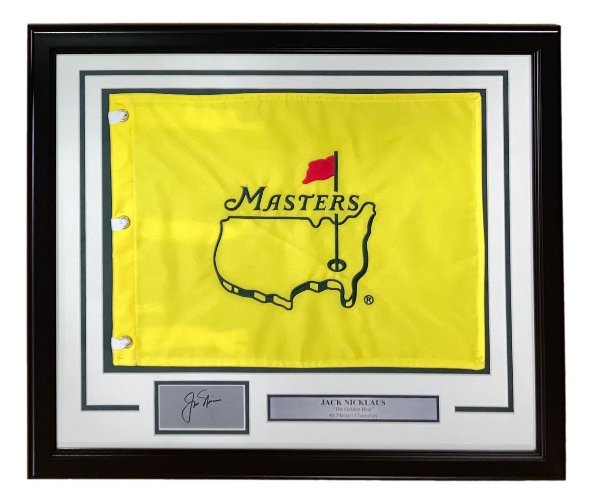 Jack Nicklaus Framed Undated Masters Flag 2 w/ Laser Engraved Signature