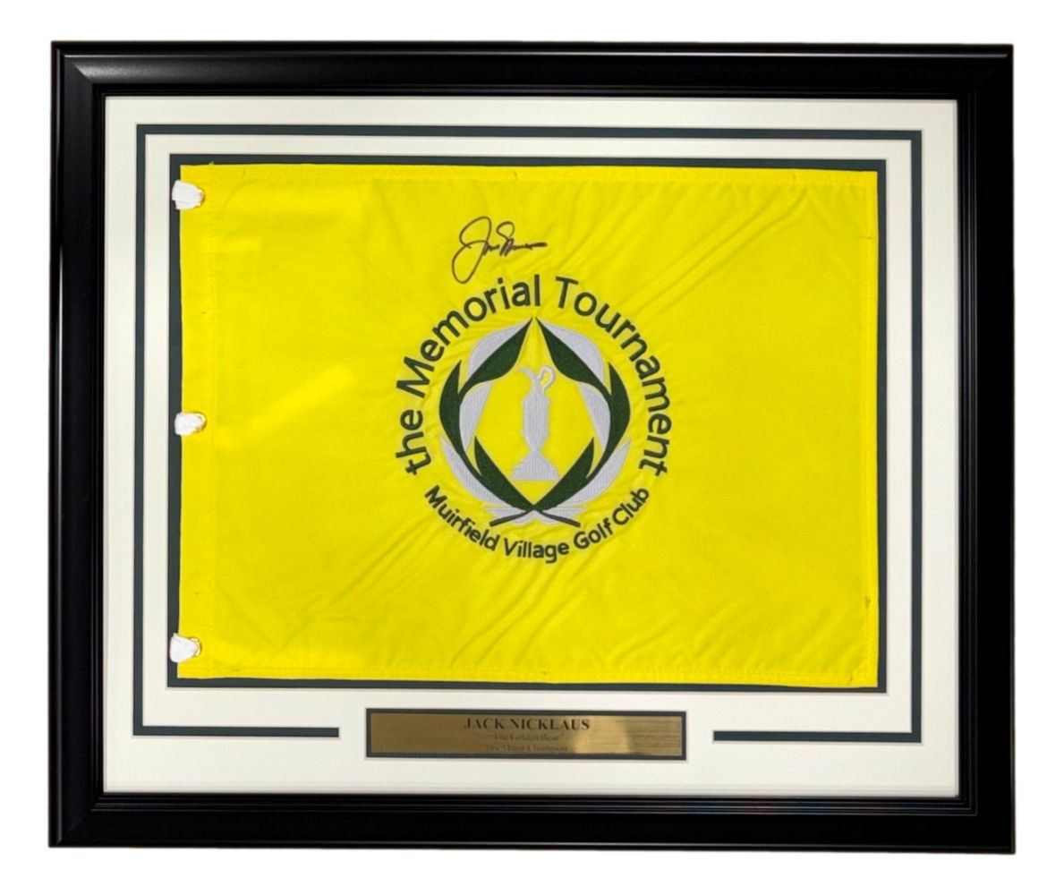Jack Nicklaus Signed Framed The Memorial Tournament Golf Flag BAS AF01276
