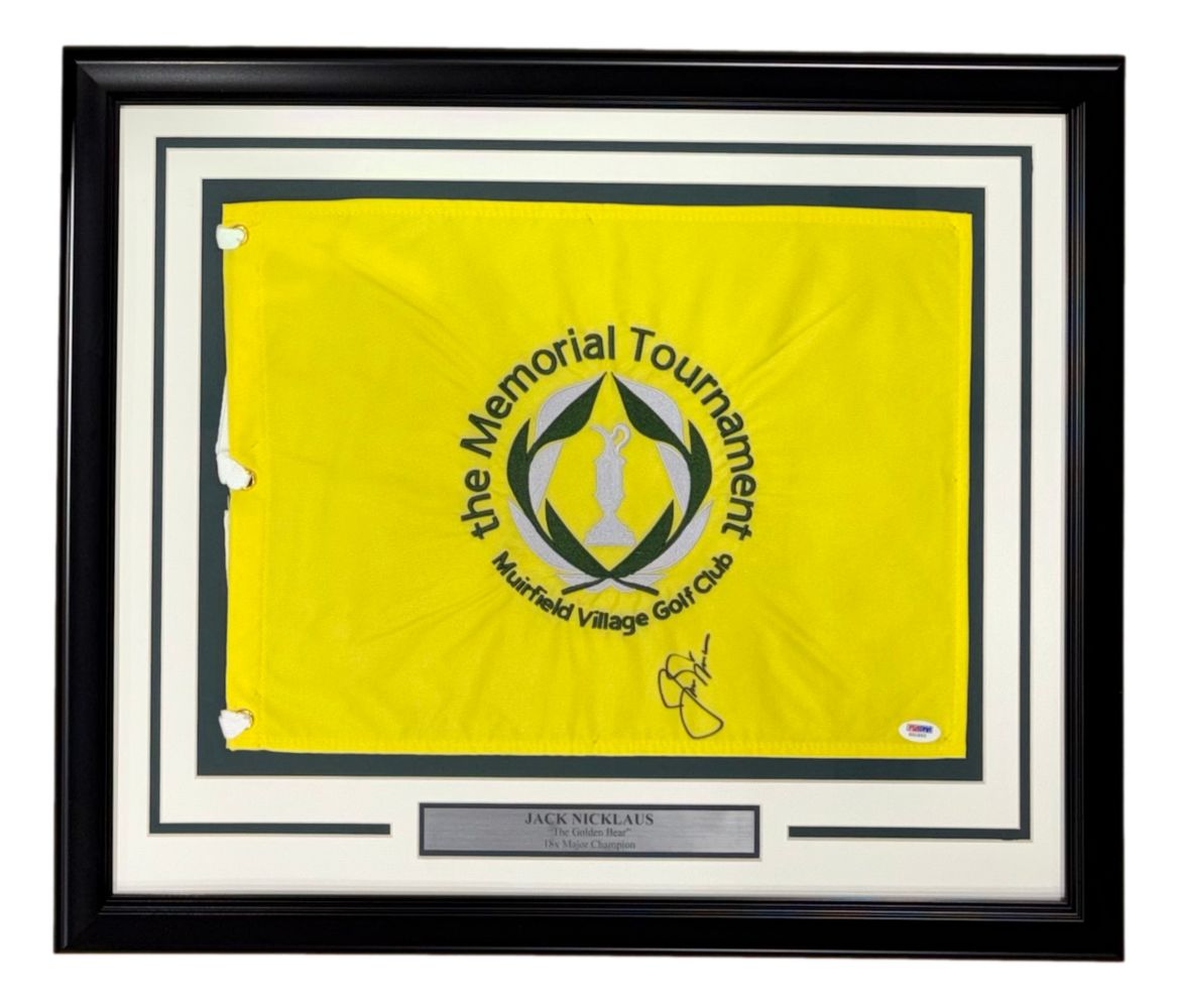 Jack Nicklaus Signed Framed The Memorial Tournament Golf Flag PSA/DNA