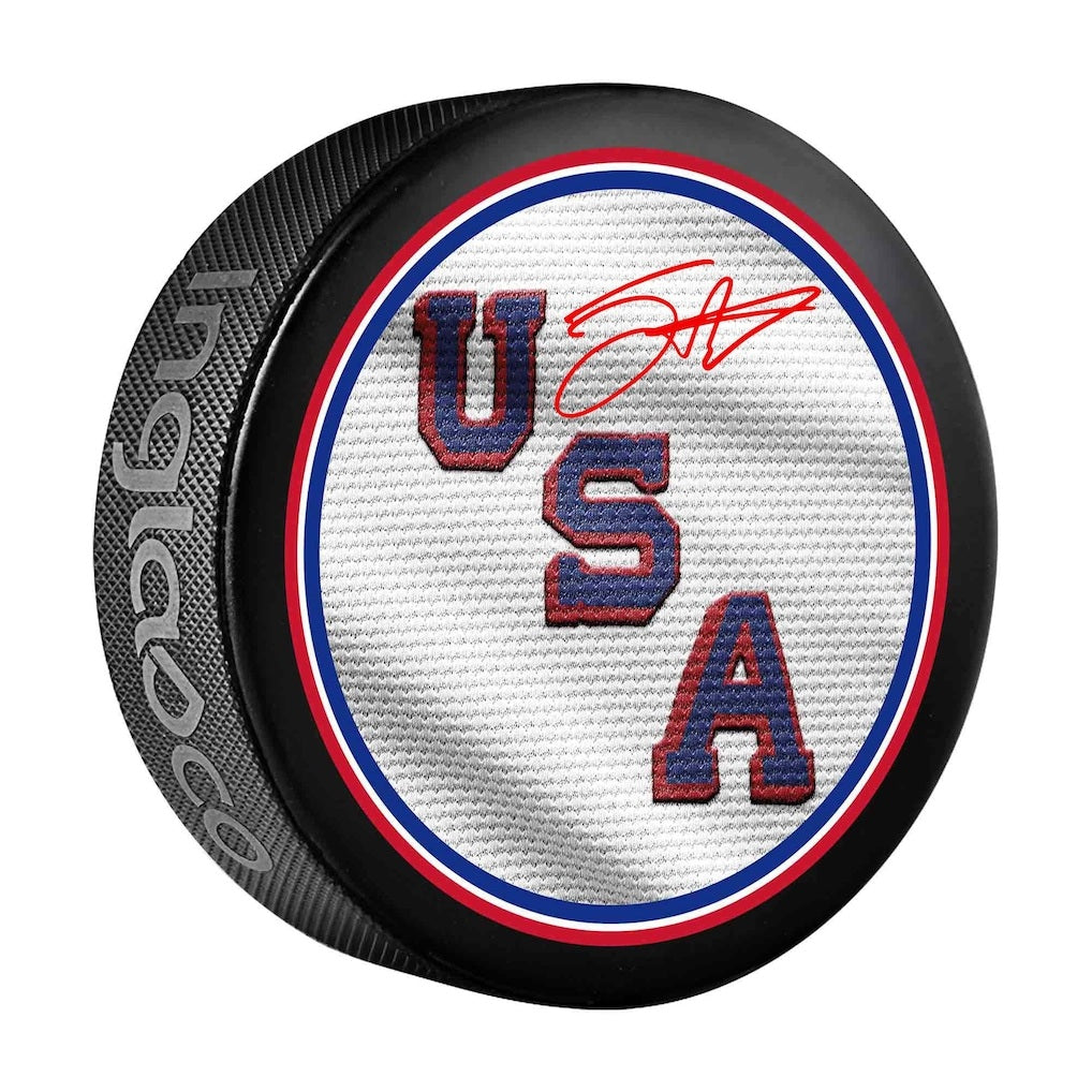 Jack Eichel Signed USA Hockey Logo Puck Fanatics