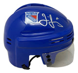 Jaromir Jagr Signed New York Rangers Blue Mini Helmet JSA QR