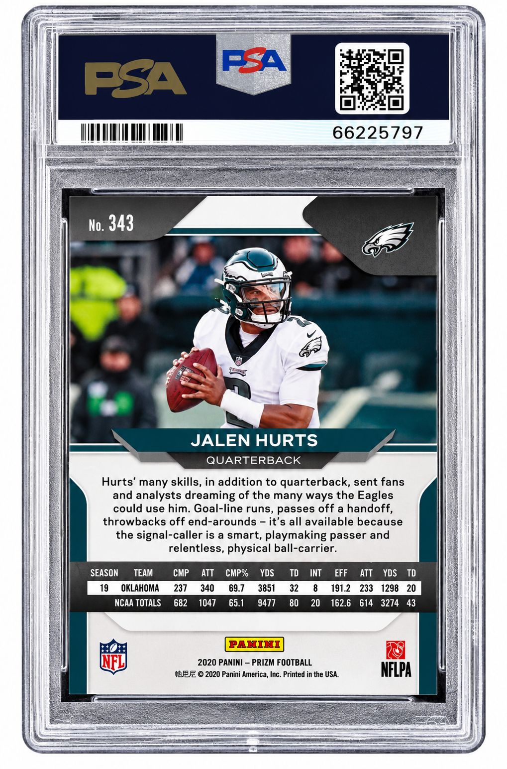 2020 Panini Prizm #343 Jalen Hurts Eagles Rookie Card PSA Gem MT 10