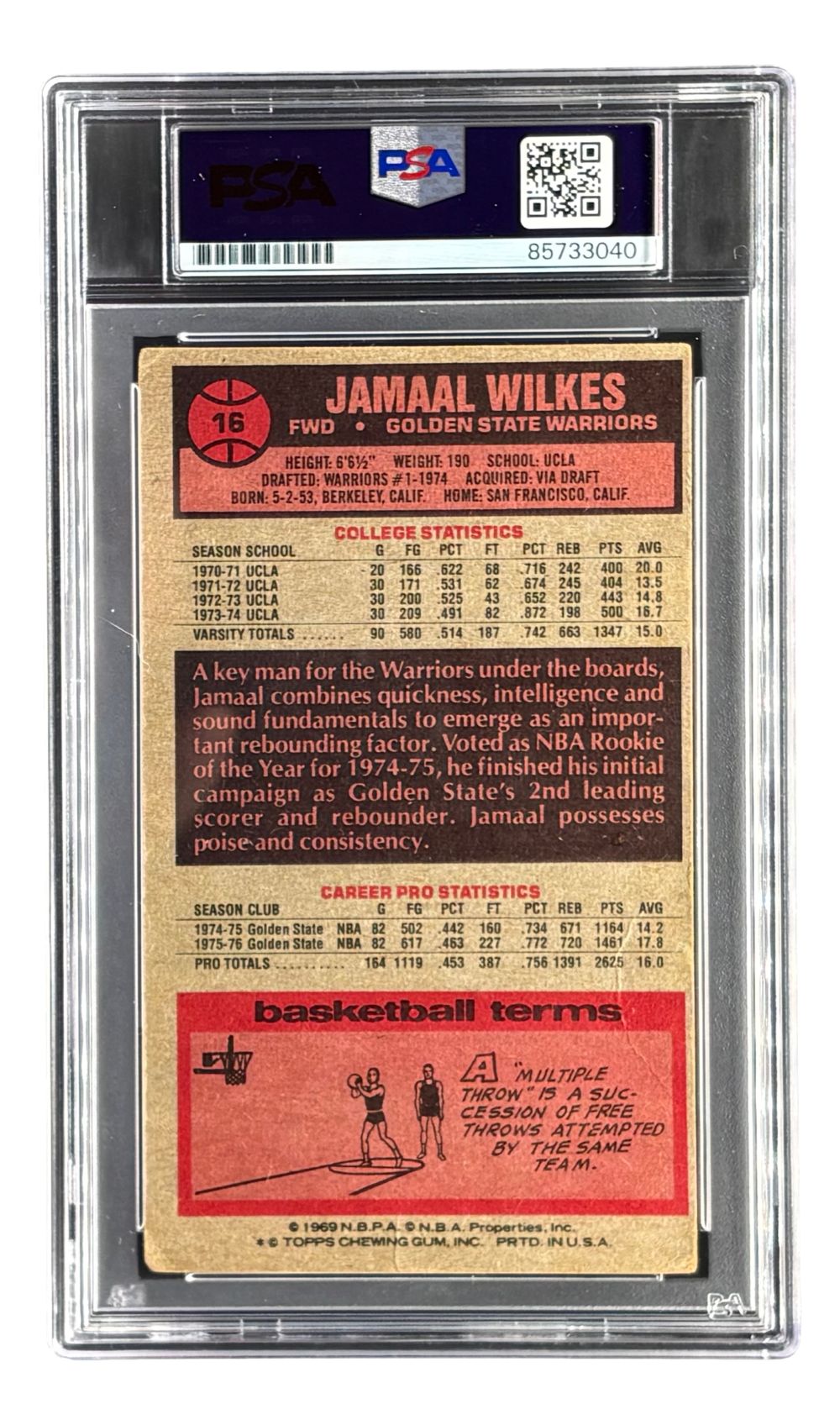 Jamaal Wilkes Signed 1976/77 Topps #16 Warriors Trading Card w/ 2 Insc PSA/DNA