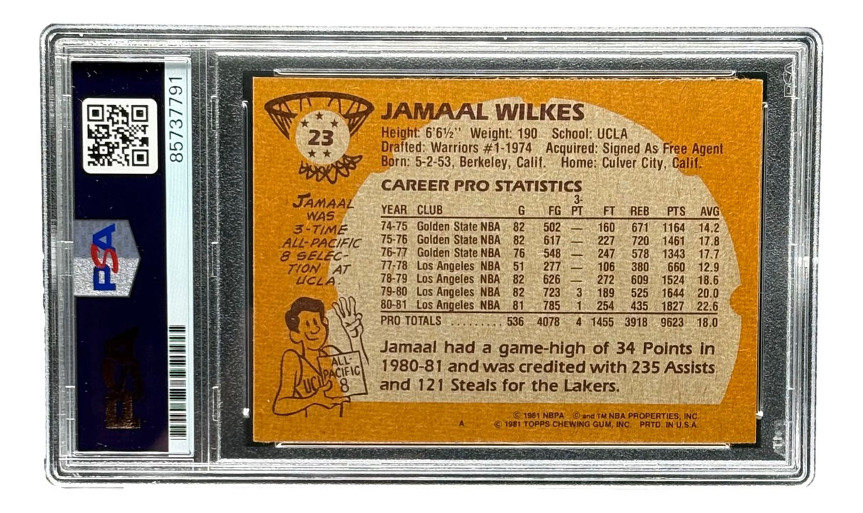 Jamaal Wilkes Signed 1981/82 Topps #23 Lakers Trading Card HOF 2012 PSA/DNA