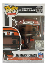 The Sports Integrity Ja'Marr Chase Signed Cincinnati Bengals Funko Pop #177 BAS comes boxed, with his autograph on the window and official NFL and authenticity stickers.