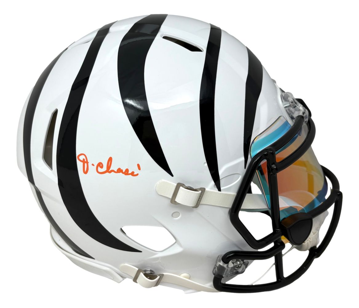 Ja'Marr Chase Signed Bengals Full Size White Authentic Speed Helmet w/ Visor BAS