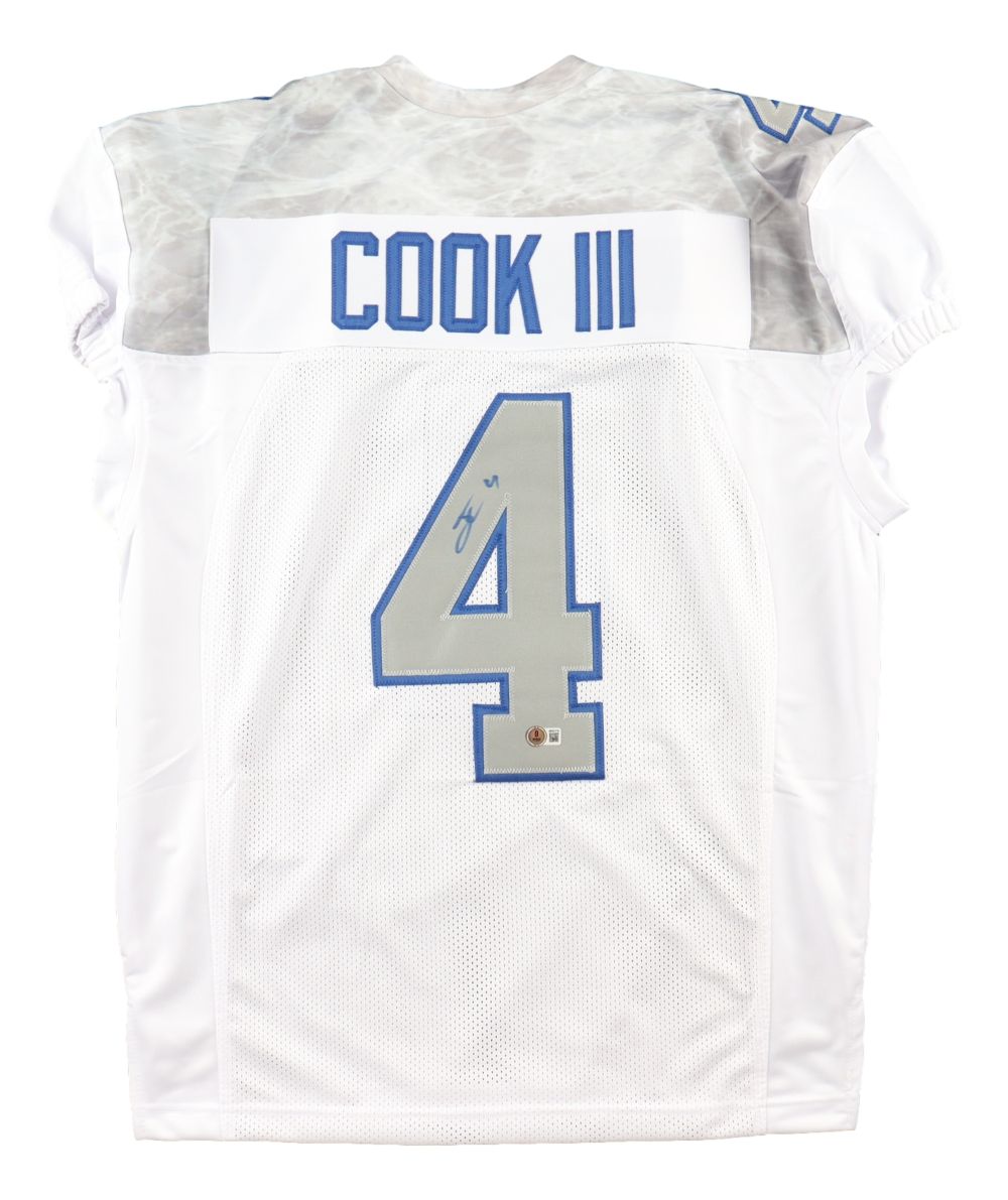 James Cook Buffalo Signed White Pro Cut Football Jersey BAS
