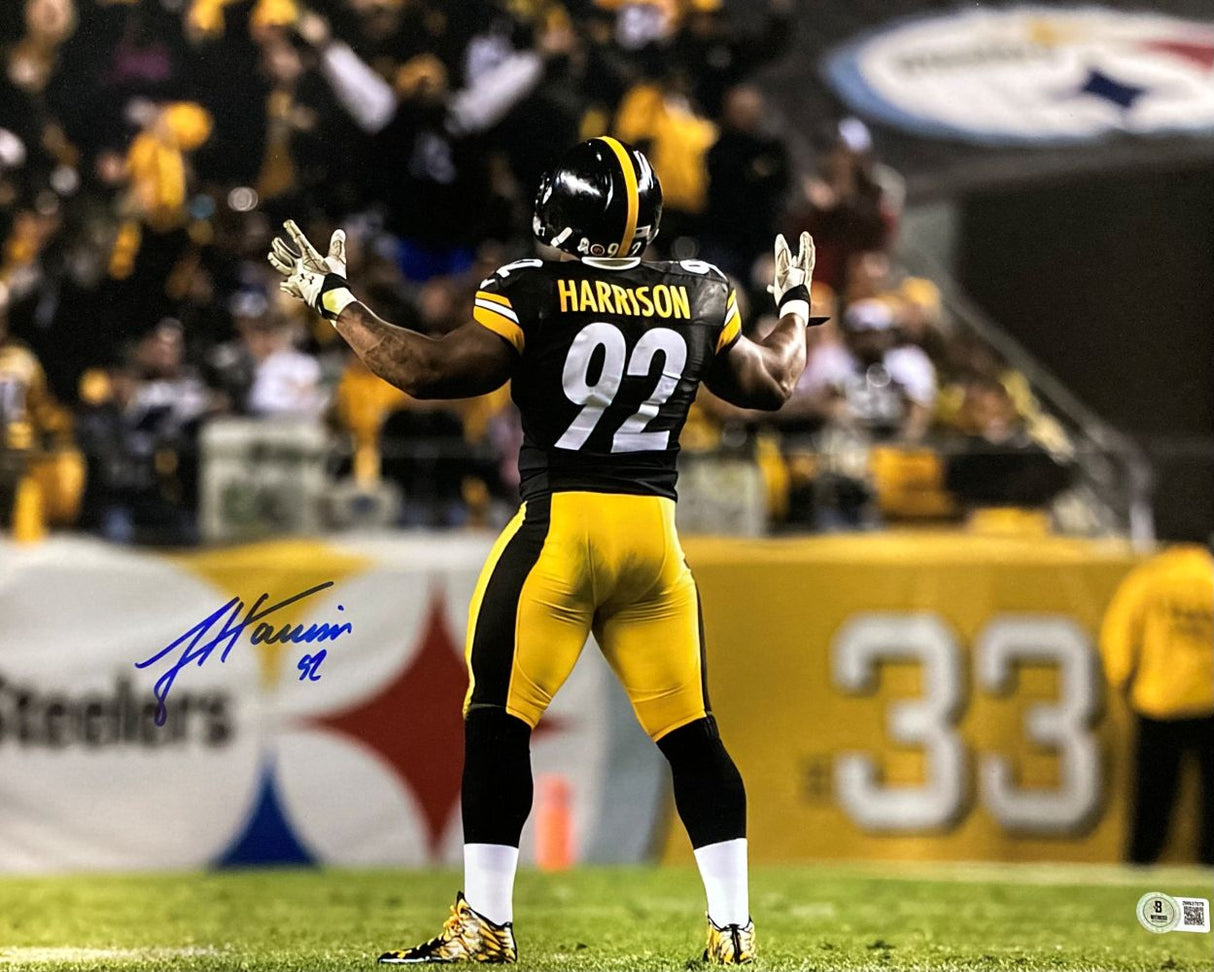 James Harrison Signed 16x20 Pittsburgh Steelers Photo BAS ITP
