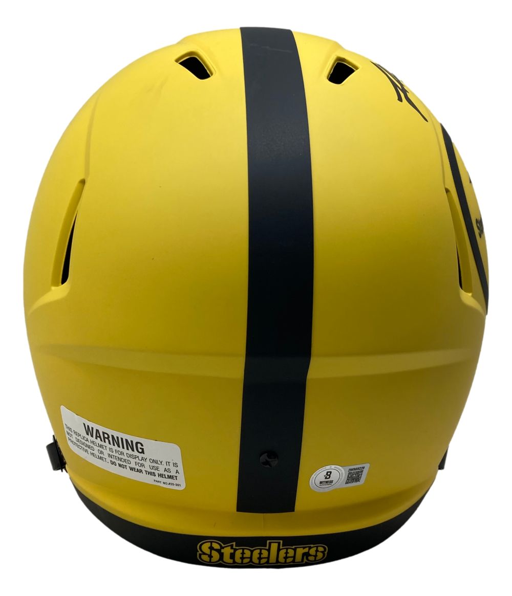 James Harrison Signed Steelers FS Rave Speed Replica Helmet BAS w/ Case