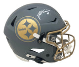 James Harrison Signed Steelers Full Size Slate Authentic Speed Flex Helmet BAS