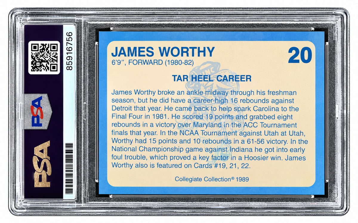 James Worthy Signed 1989 UNC Collection #20 Trading Card PSA/DNA Auto Gem MT 10