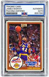 James Worthy Signed 1990 Starting Lineup #42 Trading Card PSA/DNA