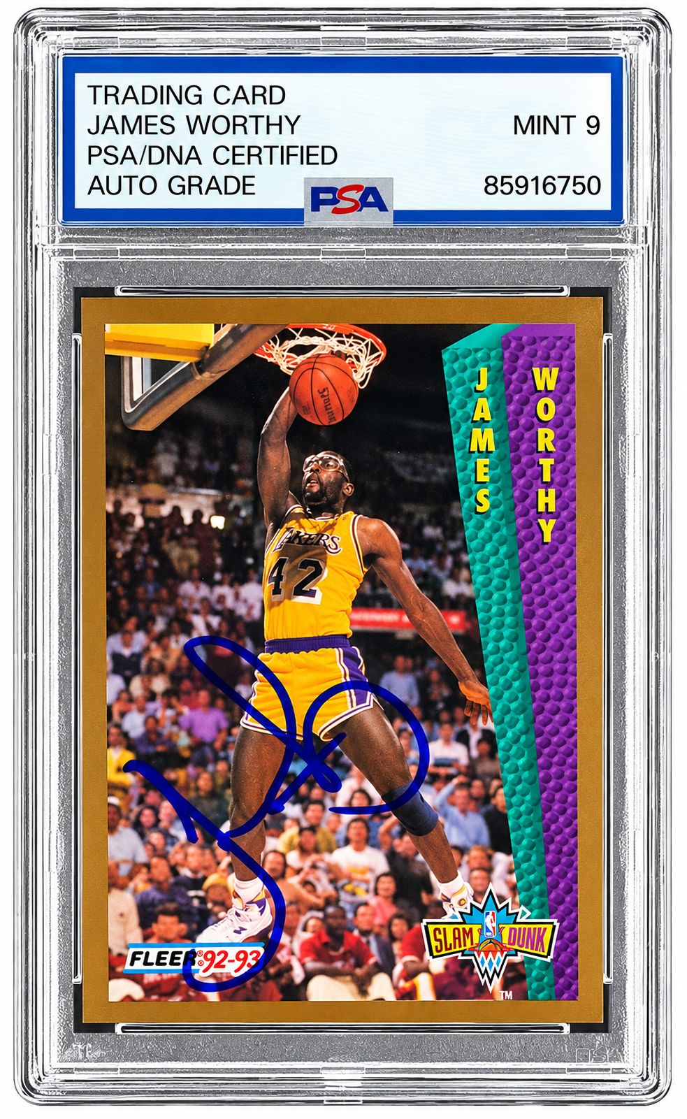 James Worthy Signed 1992 Fleer #274 Trading Card PSA/DNA Auto Mint 9