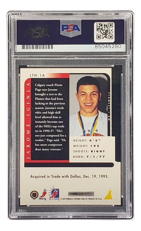 Jarome Iginla Signed 1997 Pinnacle #LTH - 1A Calgary Flames Hockey Card PSA/DNA - Sports Integrity