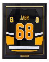 Jaromir Jagr Pittsburgh Signed Framed Black Hockey Jersey JSA QR