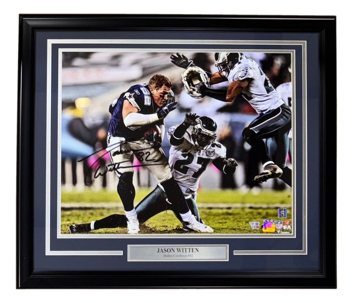 Jason Witten Signed Framed 16x20 Cowboys No Helmet vs Eagles Photo Fanatics